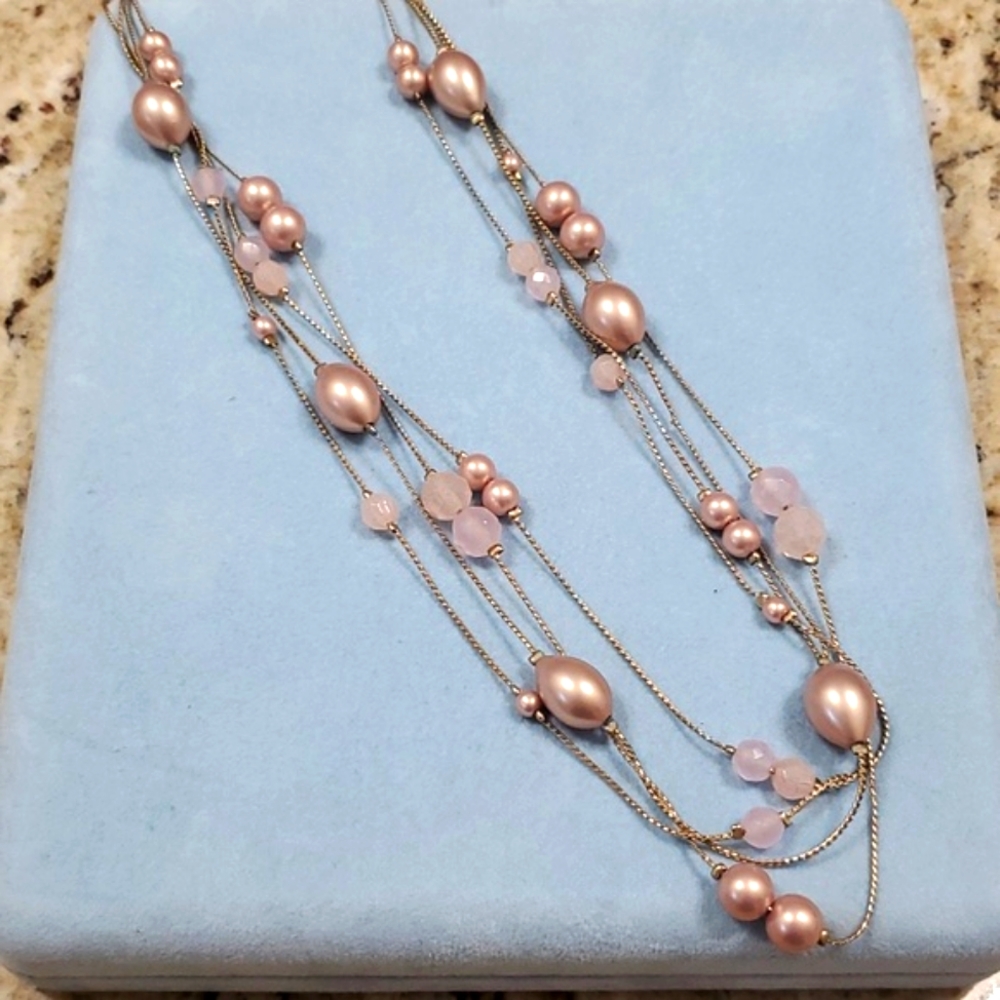 Sale MONET Multi-strand Necklace Pink Pearls & Beads